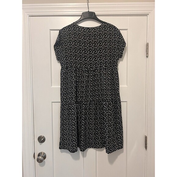 EMERY ROSE Heart & Polka Dot Dress Short Sleeve Ruffle Black White Size Large - Picture 4 of 4
